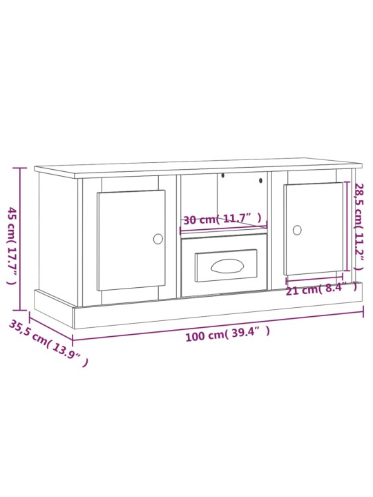 Telerikapp, suitsutatud tamm, 100 x 35,5 x 45 cm, tehispuit