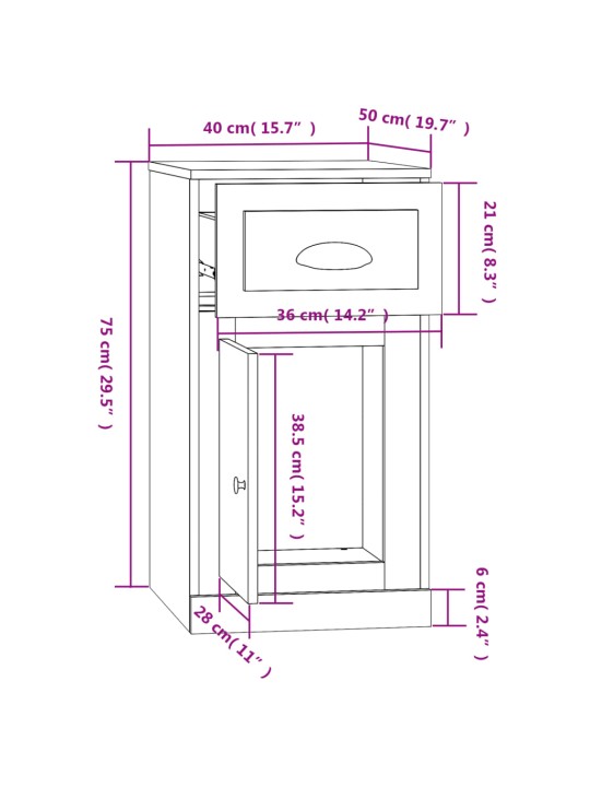 Sahtliga kapp, hall sonoma tamm, 40 x 50 x 75 cm, tehispuit