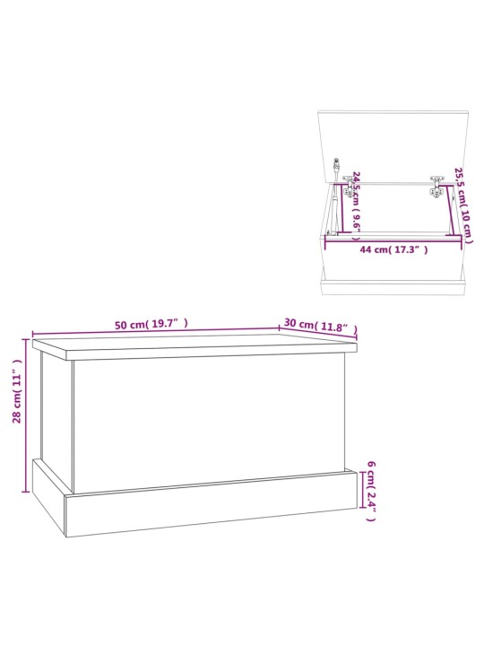 Hoiukast, hall sonoma tamm, 50 x 30 x 28 cm, tehispuit