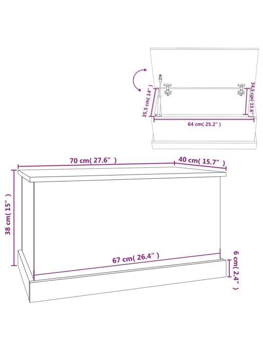 Hoiukast, hall sonoma tamm, 70x40x38 cm, tehispuit