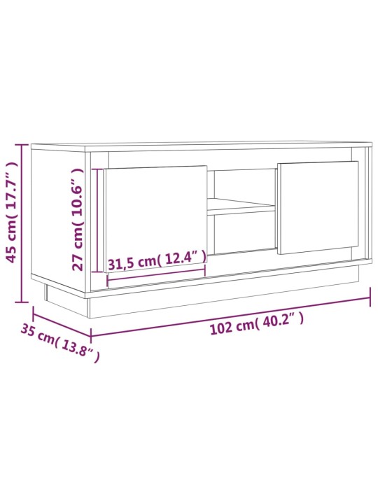 Telerikapp, betoonhall, 102x35x45 cm, tehispuit