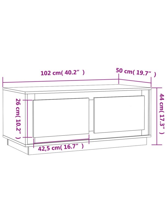 Kohvilaud, valge, 102 x 50 x 44 cm, tehispuit