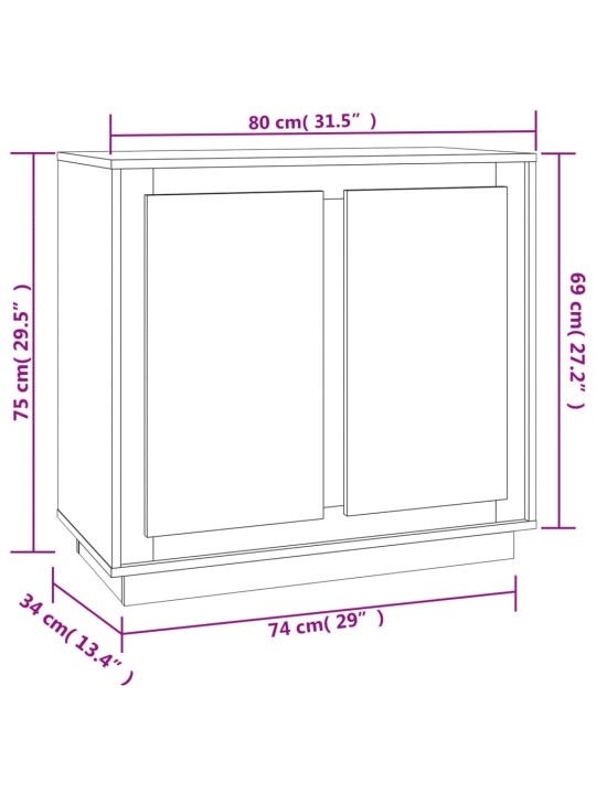 Puhvetkapp, must, 80 x 34 x 75 cm, tehispuit