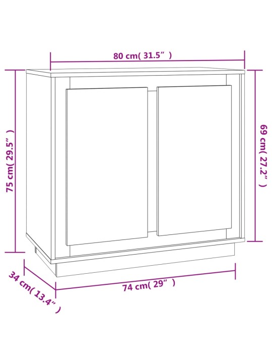 Puhvetkapp, hall sonoma tamm, 80 x 34 x 75 cm, tehispuit