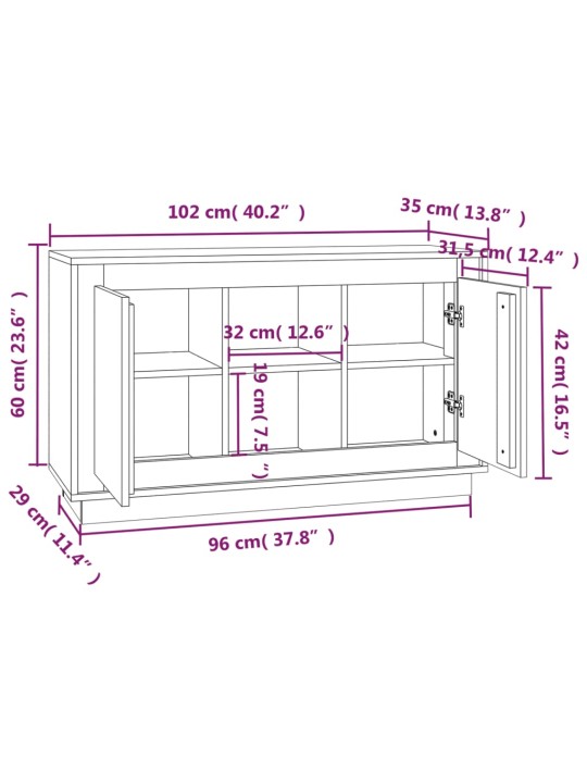 Puhvetkapp, hall sonoma tamm, 102 x 35 x 60 cm, tehispuit