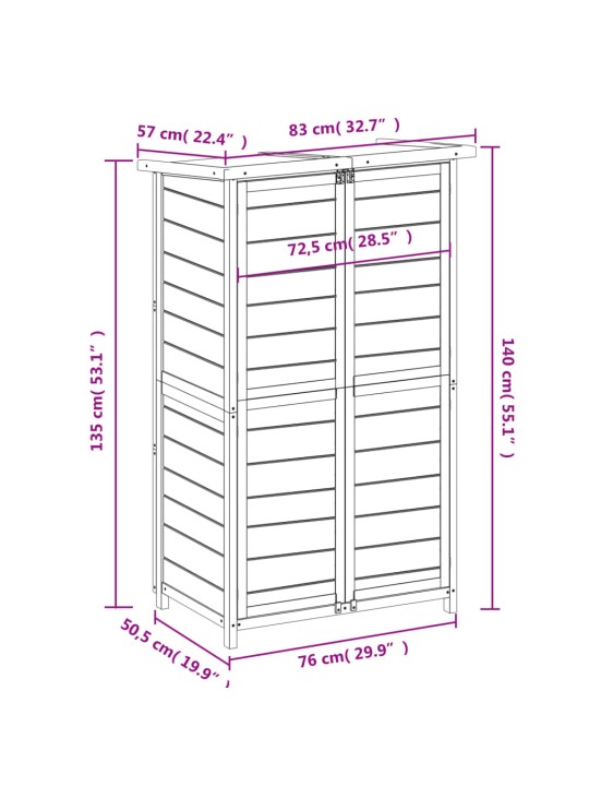 Aia tööriistakuur, pruun, 83 x 57 x 140 cm, männipuit