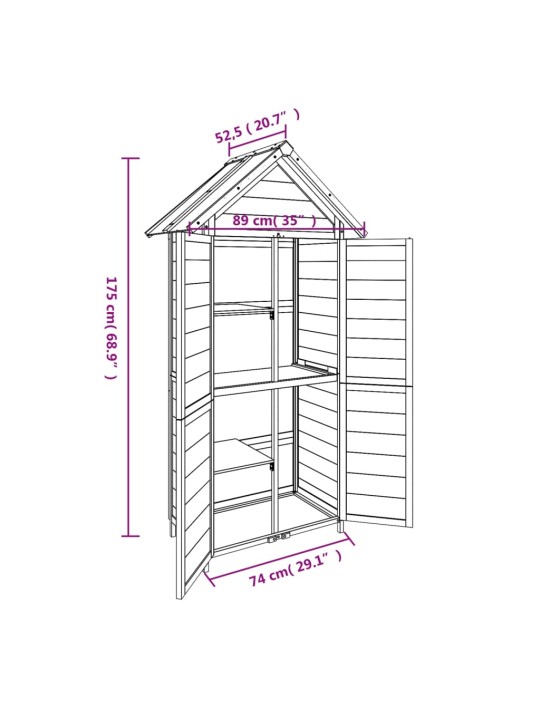 Aia tööriistakuur, helepruun, 89 x 52,5 x 175 cm, männipuit