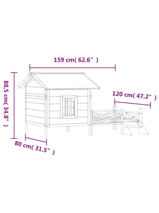 Koerakuut, hall, 159 x 120 x 88,5 cm, männipuit