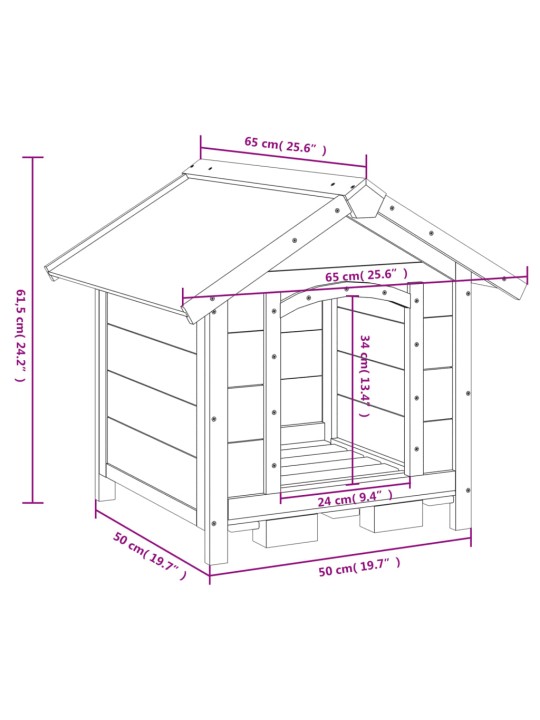 Koerakuut, hall, 65 x 65 x 61,5 cm, männipuit