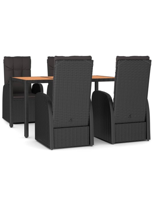 5-osaline aiamööbli komplekt patjadega, must, polürotang