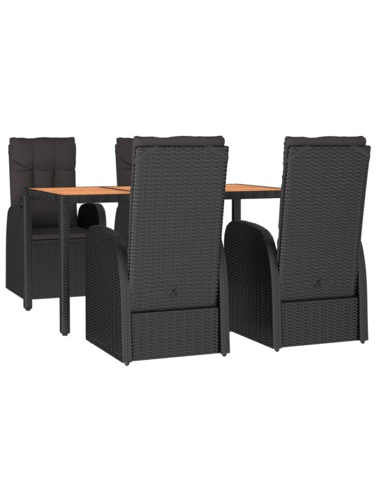 5-osaline aiamööbli komplekt patjadega, must, polürotang