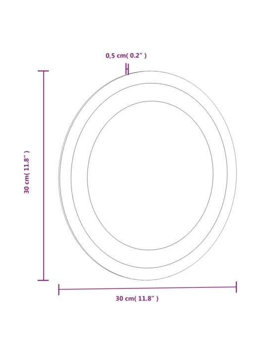 LED vannitoapeegel, 30 cm, ümmargune