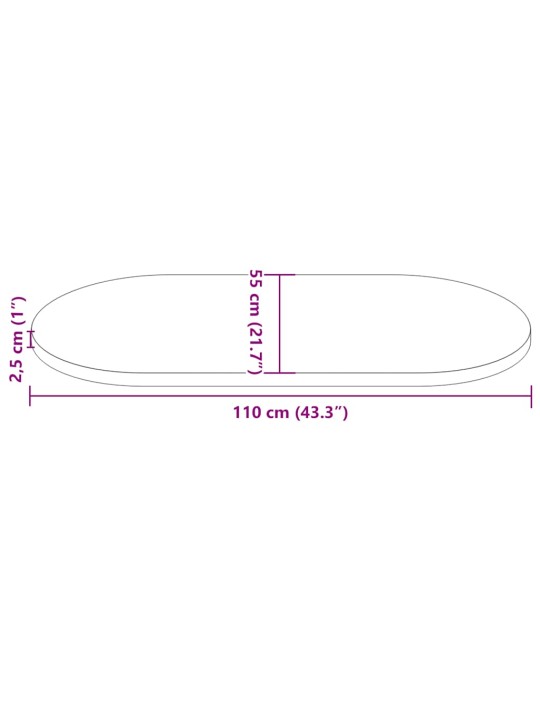 LAUAPLAAT, VALGE, 110 X 55 X 2,5 CM, MÄNNIPUIT, OVAALNE