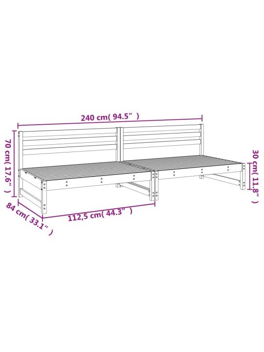 Aia keskmised diivanid, 2 tk, must, 120 x 80 cm, männipuit