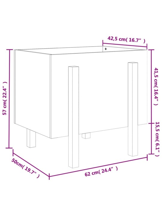 Aia taimekast, must, 62 x 50 x 57 cm, männipuit