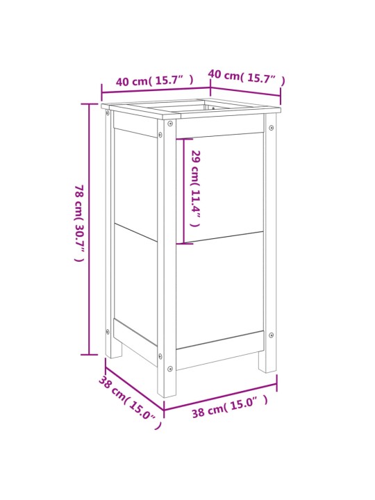 Taimekast, 40x40x78 cm, ebatsuuga puit