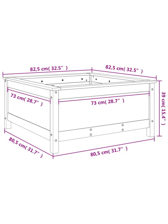 Taimekast, hall, 82,5x82,5x39 cm, männipuit