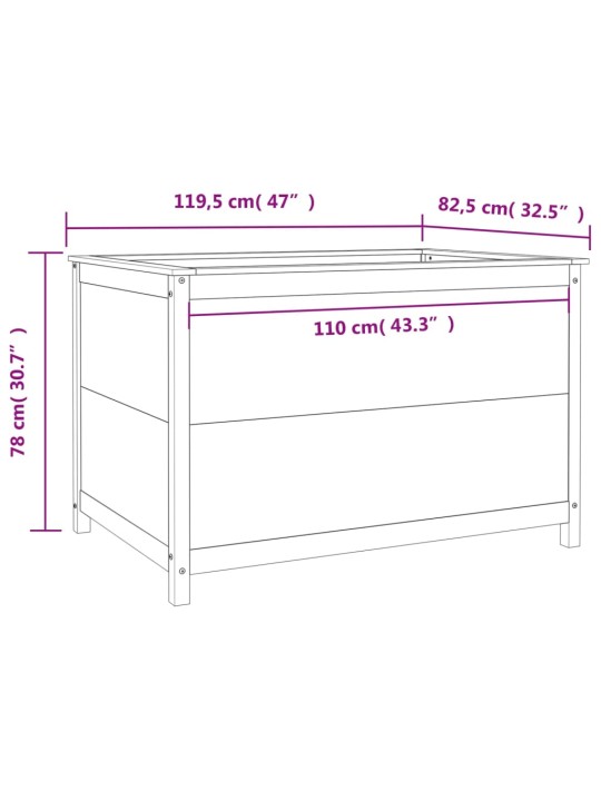 Kõrgendatud aia taimelava, must, 119,5x82,5x78 cm, männipuit