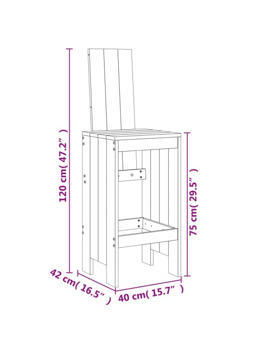 Baaripukid 2 tk, valge, 40 x 42 x 120 cm, männipuit