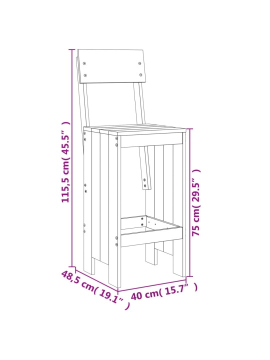 Baaripukid 2 tk, valge, 40x48,5x115,5 cm, männipuit