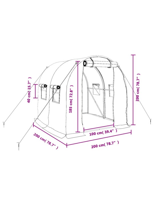 Kasvuhoone terasraamiga, roheline, 4 m², 2x2x2 m