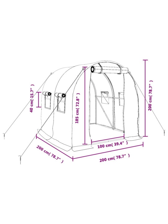 Kasvuhoone terasraamiga, valge, 4 m², 2x2x2 m