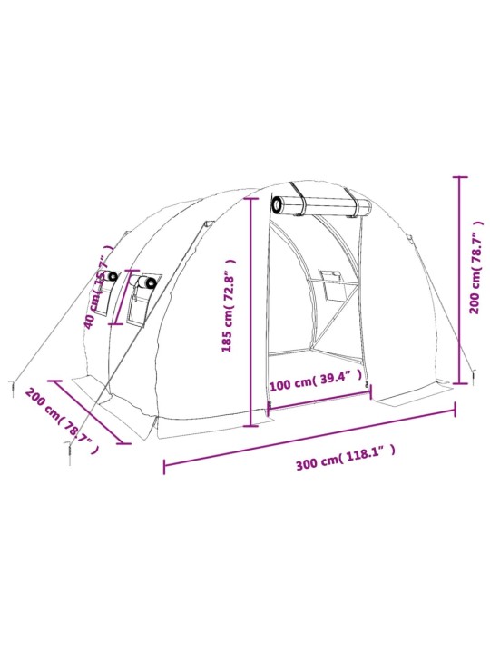 Kasvuhoone terasraamiga, roheline, 6 m², 2x2x2 m