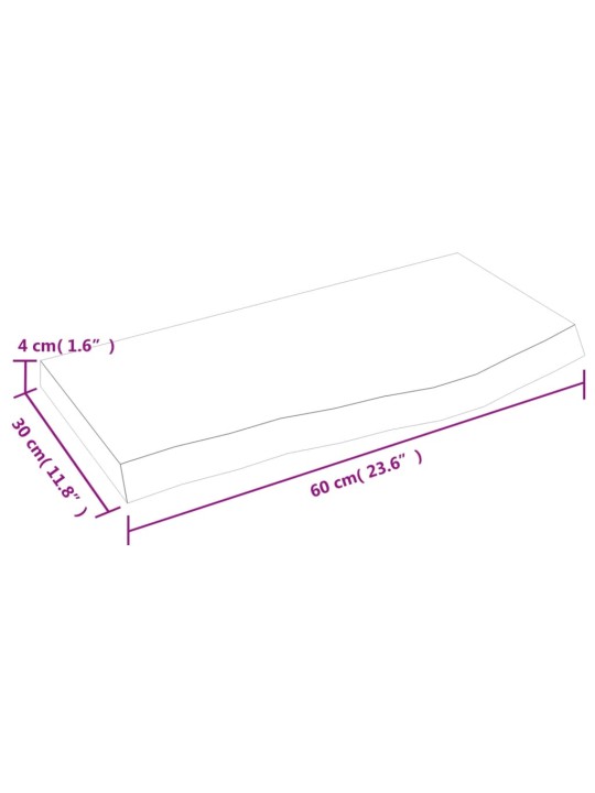 Seinariiul, 60x30x(2-4) cm, töötlemata tammepuit