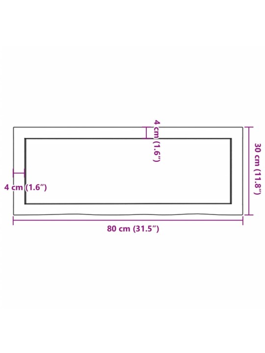 Seinariiul, 80 x 30 x (2-6) cm, töötlemata tammepuit