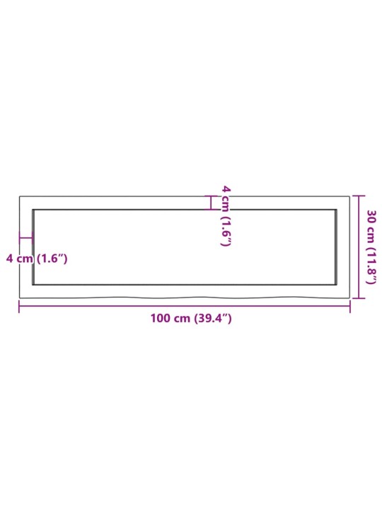 Seinariiul, 100 x 30 x (2-4) cm, töötlemata tammepuit