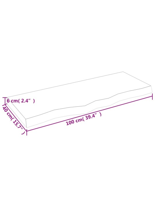 Seinariiul, 100 x 40 x (2-6) cm, töötlemata tammepuit