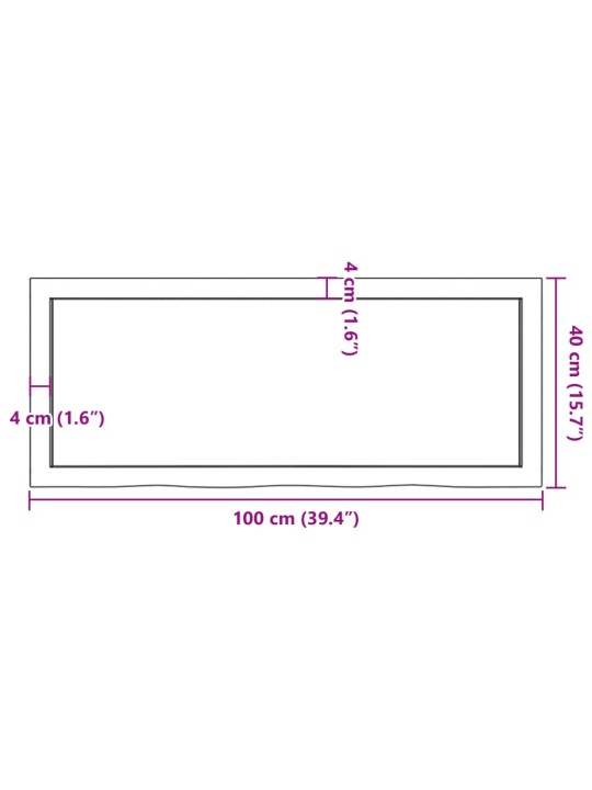 Seinariiul, 100 x 40 x (2-6) cm, töötlemata tammepuit