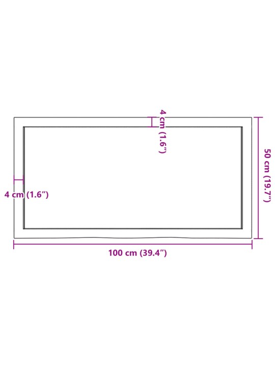 Seinariiul, 100 x 50 x (2-4) cm, töötlemata tammepuit