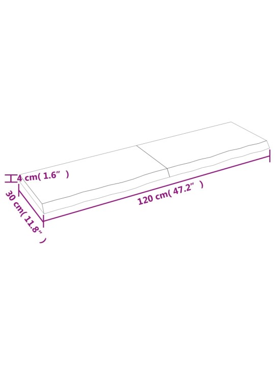 Seinariiul, 120 x 30 x (2–4) cm, töötlemata tammepuit