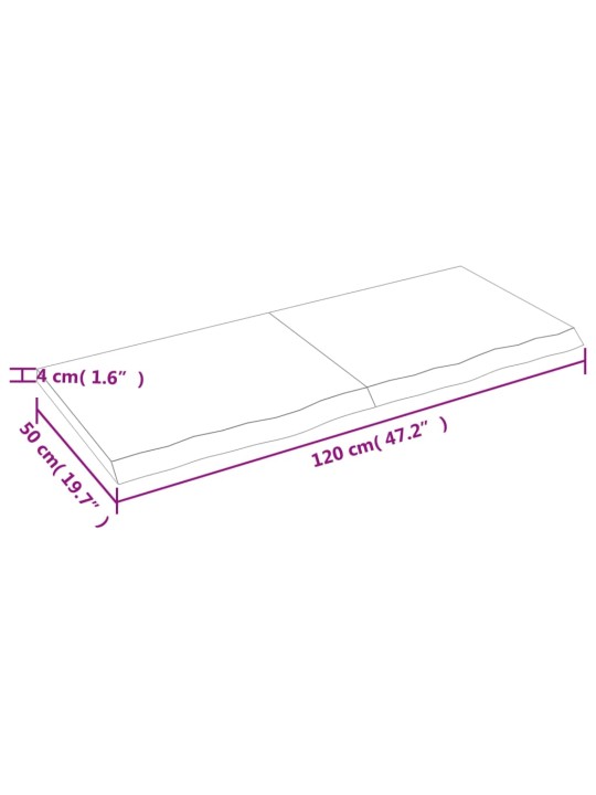 Seinariiul, 120x50x(2-4) cm, töötlemata tammepuit