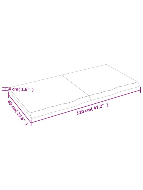 Seinariiul, 120x60x(2-4) cm, töötlemata tammepuit