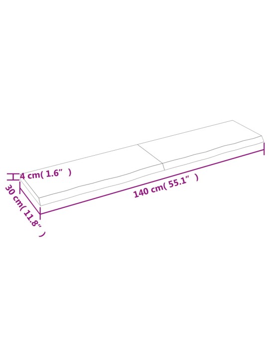 Seinariiul, 140 x 30 x (2–4) cm, töötlemata tammepuit