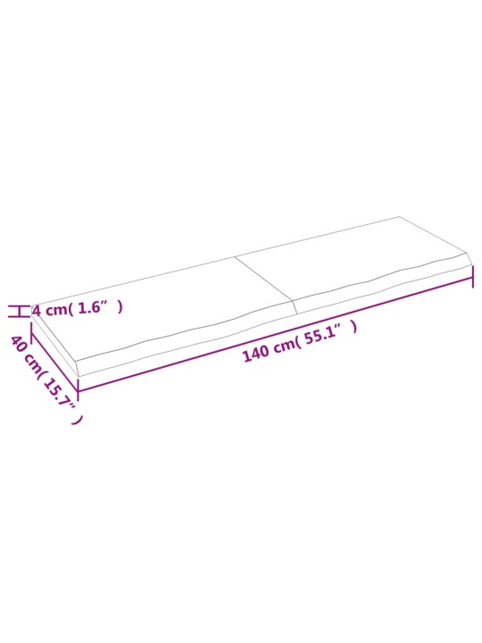 Seinariiul, 140 x 40 x (2–4) cm, töötlemata tammepuit