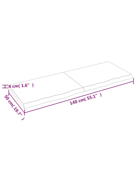 Seinariiul, 140x50x(2-4) cm, töötlemata tammepuit