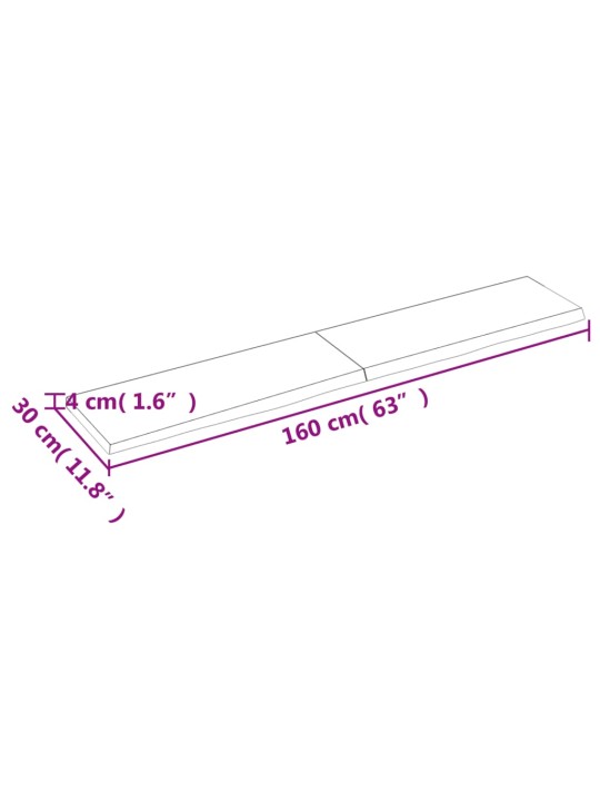 Seinariiul, 160 x 30 x (2–4) cm, töötlemata tammepuit