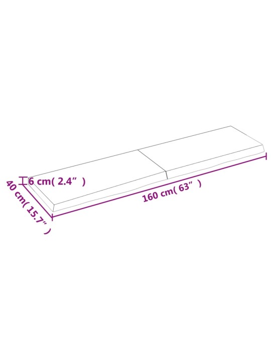 Seinariiul, 160 x 40 x (2-6) cm, töötlemata tammepuit