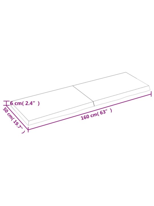 Seinariiul, 160 x 50 x (2-6) cm, töötlemata tammepuit