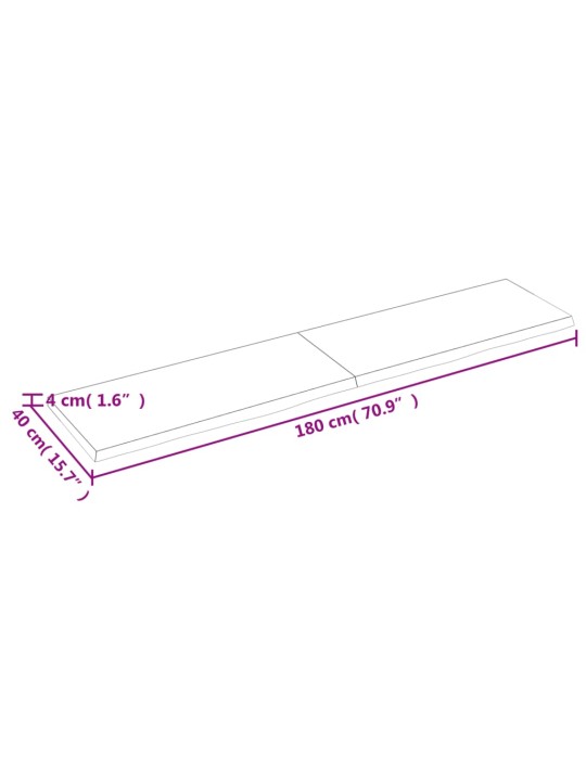 Seinariiul, 180 x 40 x (2–4) cm, töötlemata tammepuit