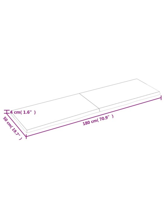 Seinariiul, 180x50x(2-4) cm, töötlemata tammepuit