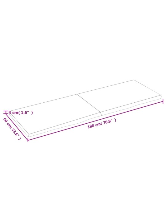 Seinariiul, 180x60x(2-4) cm, töötlemata tammepuit