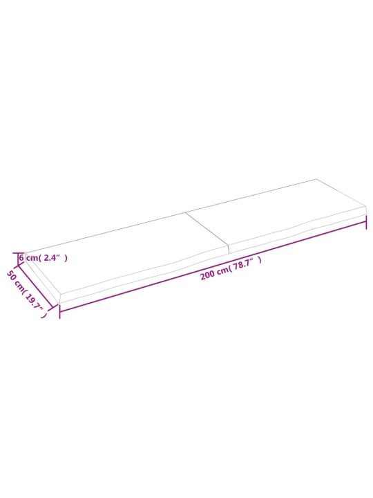 Seinariiul, 200x50x(2-6) cm, töötlemata tammepuit