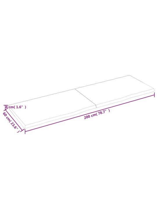 Seinariiul, 200x60x(2-4) cm, töötlemata tammepuit