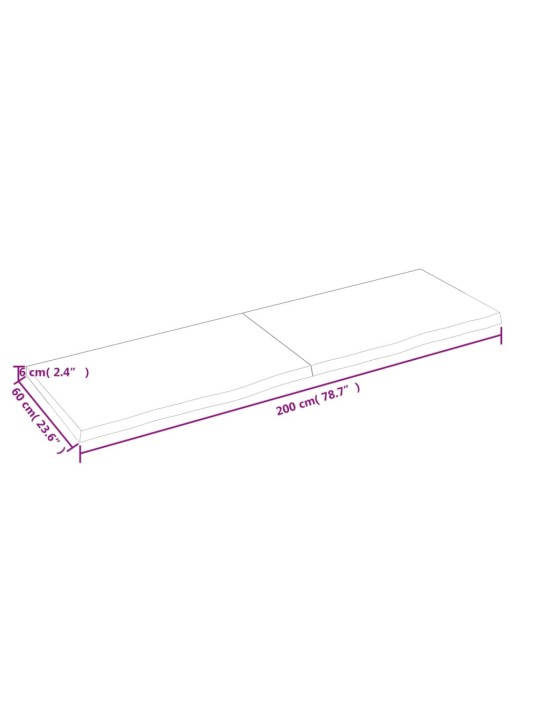 Seinariiul, 200x60x(2-6) cm, töötlemata tammepuit