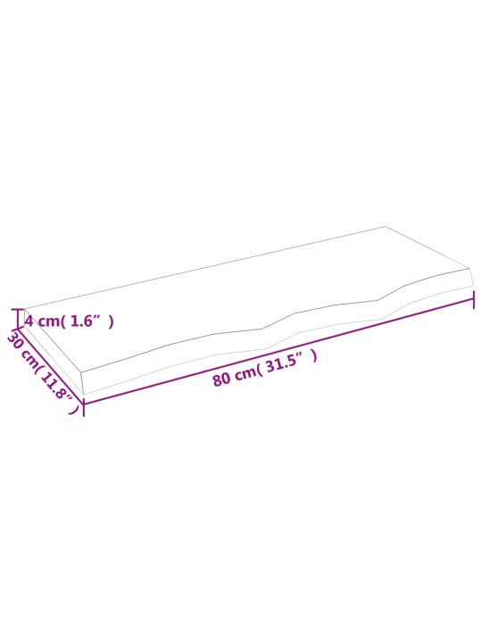 Seinariiul, helepruun, 80x30x(2-4) cm, töödeldud tammepuit