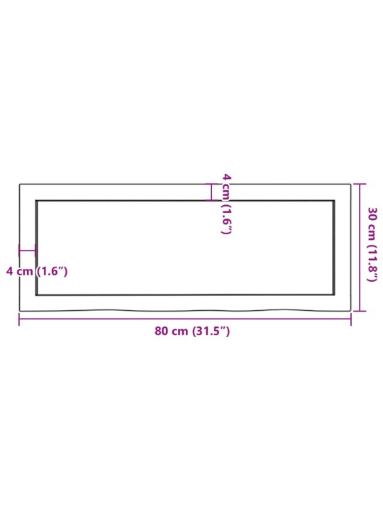 Seinariiul, helepruun, 80x30x(2-4) cm, töödeldud tammepuit